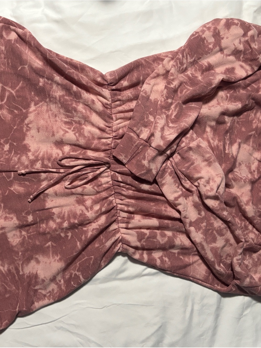 Tie-Dye Ruched long sleeve romper- Dusty Rose